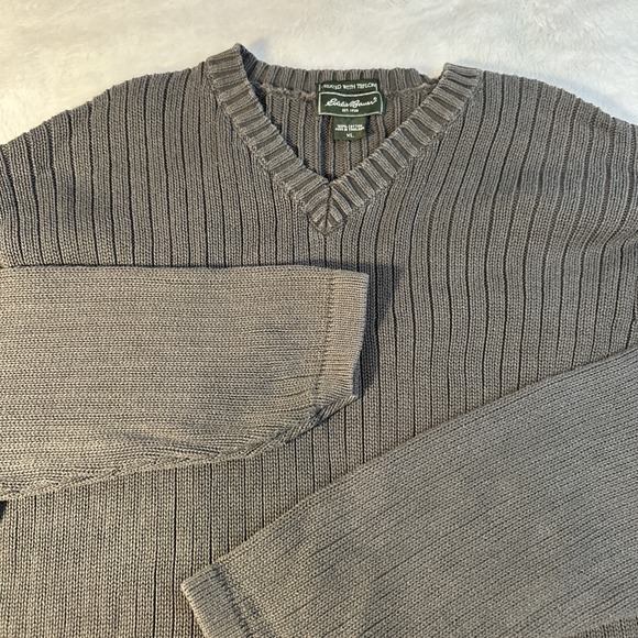 Eddie Bauer Other - Vintage Eddie Bauer Dark Green Ribbed Cotton Crew Neck Sweater Long Sleeve‎ XLrg